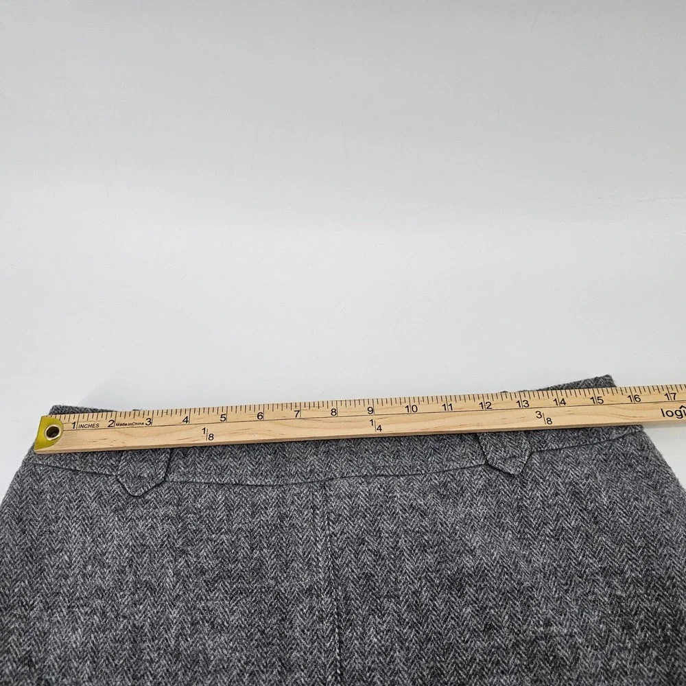 Talbots A-Line Skirt Women 8 Grey Herringbone Wool Blend Lined Career